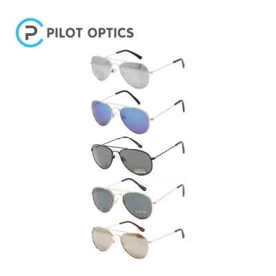 Pilot Optics Lunettes de soleil vintage en métal avec logo personnalisé UV400 pour enfants